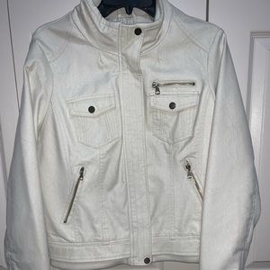 Stylish Cream Gold Zipper Jacket